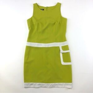 Metro Style mod dress lime green white sleeveless polyester Size 8 retro 70s